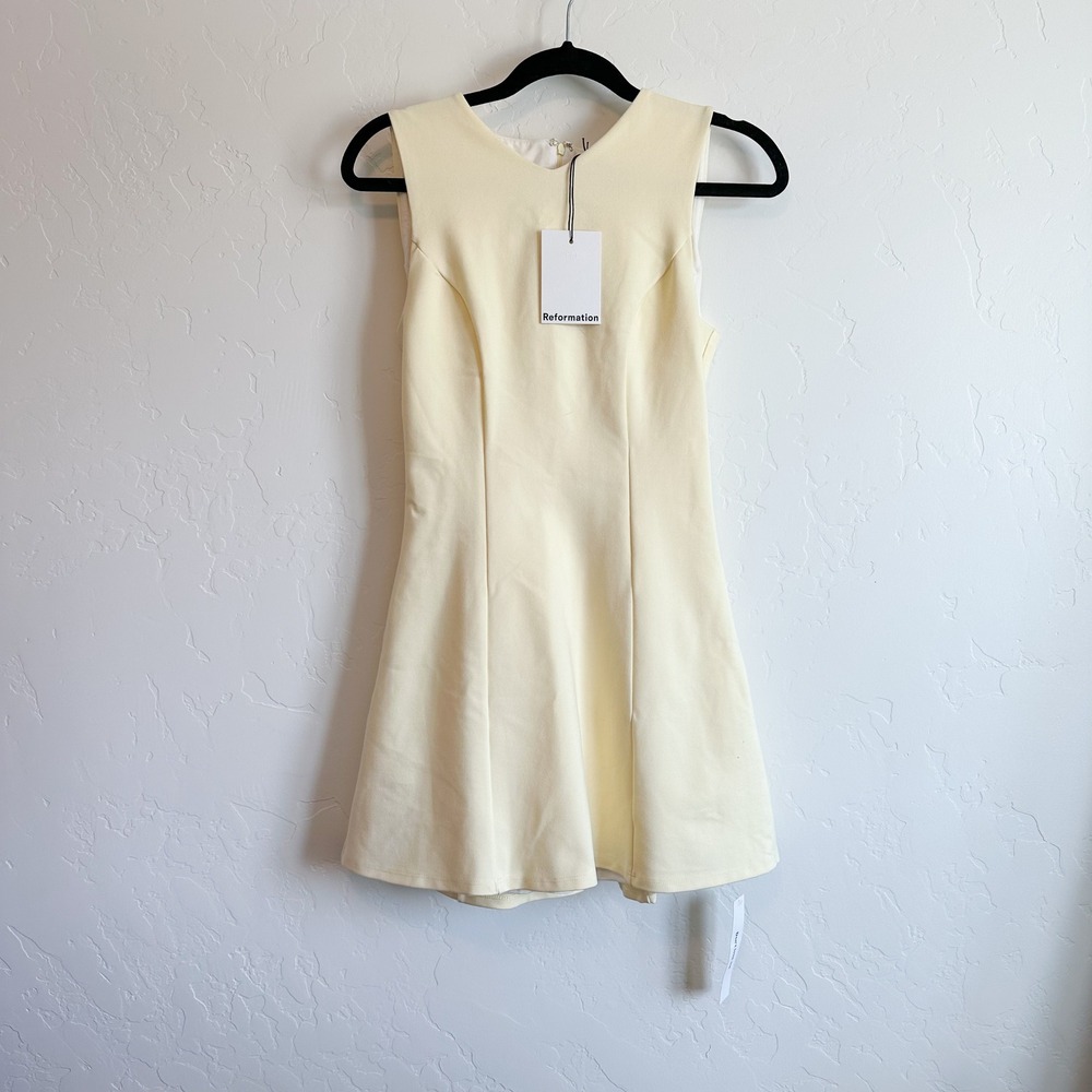 Reformation | NWT‎ Ava Heavy Lined Knit Mini Dress in Lemon Yellow Size XS - Picture 5 of 10